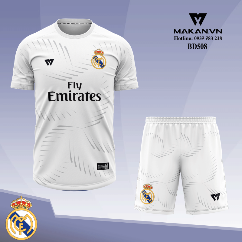 áo bóng đá real madrid trắng BD508