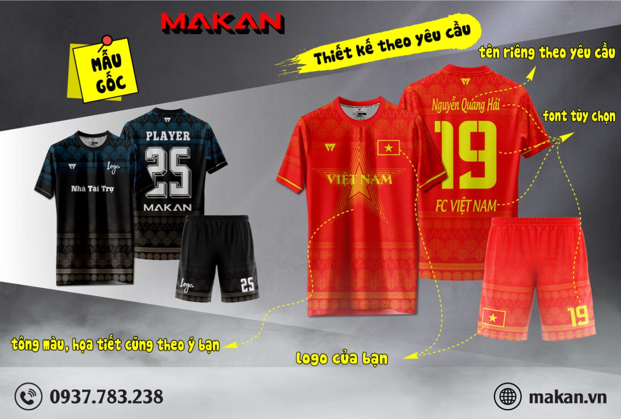 In Áo Đá Banh Theo Yêu Cầu, In Áo Bóng Đá Giá Tốt