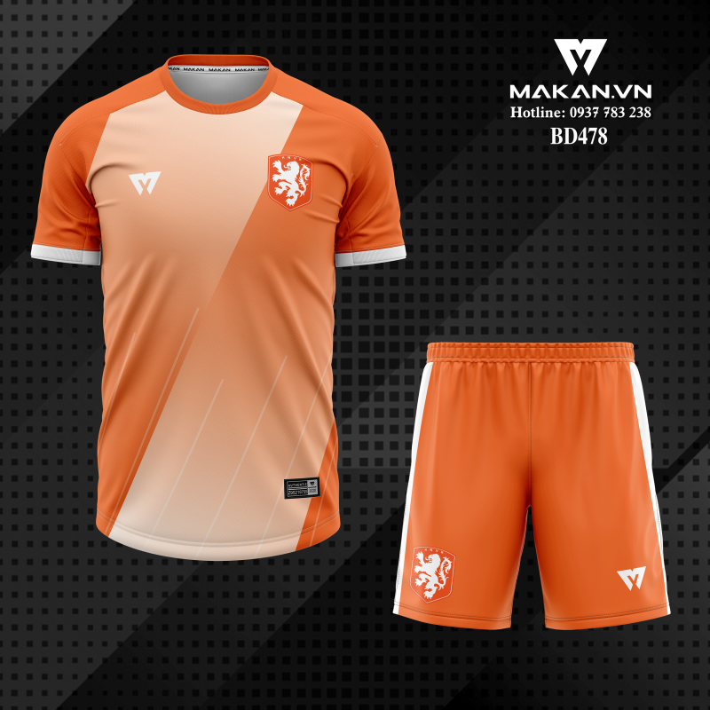 Áo bóng đá màu cam tại MAKAN được in công nghệ cao