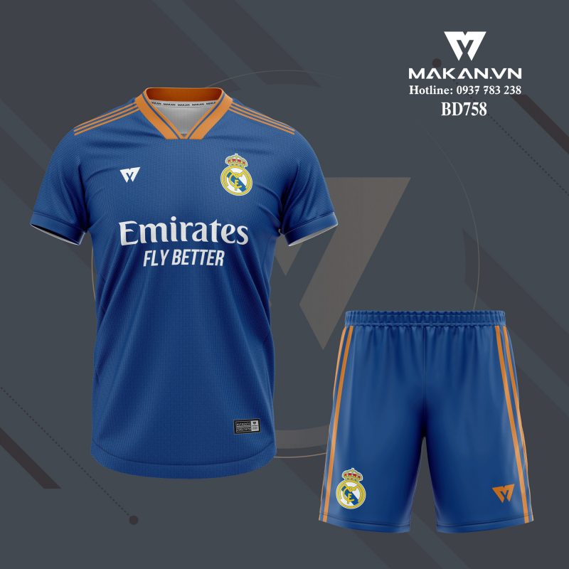 Mẫu áo đá banh màu xanh dương - Real Madrid