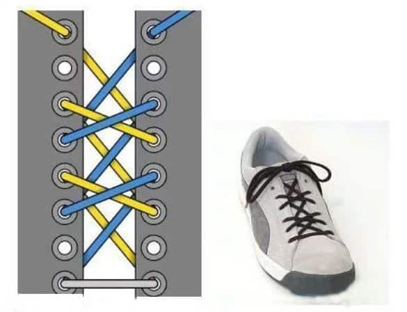 Cách buộc dây giày hình dấu nhân
