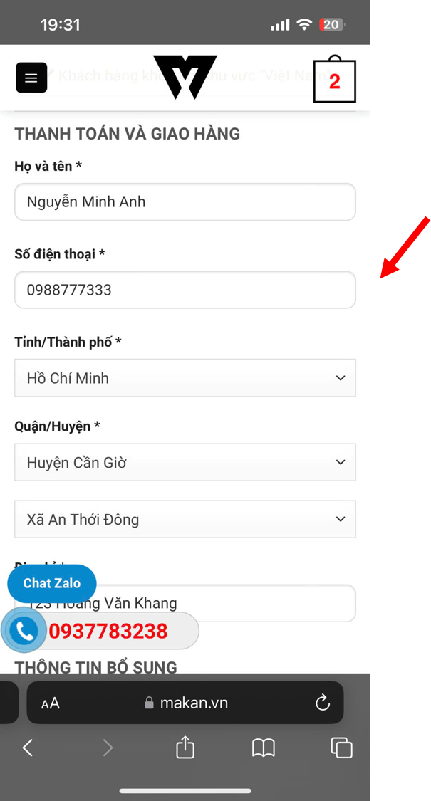 Hướng dẫn cách đặt hàng trên website Makan.vn