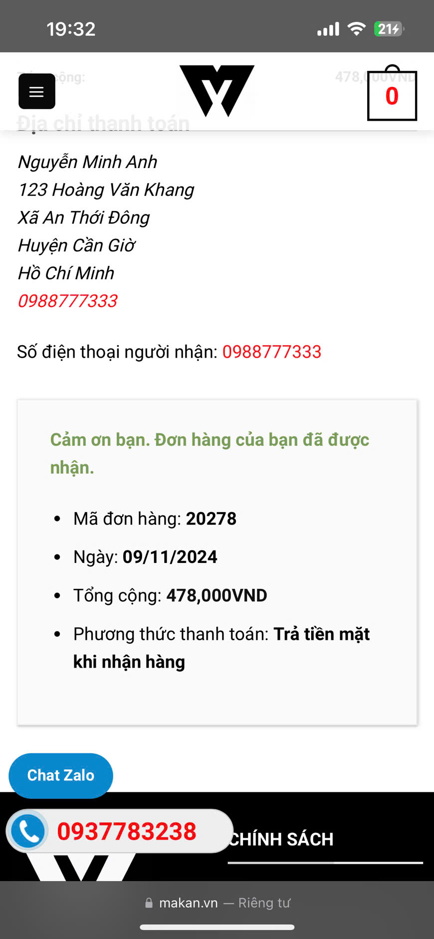 Hướng dẫn cách đặt hàng trên website Makan.vn